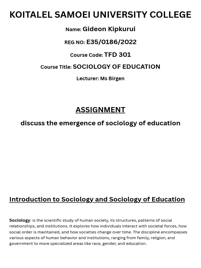 Introduction To Sociology and Sociology of Education | PDF