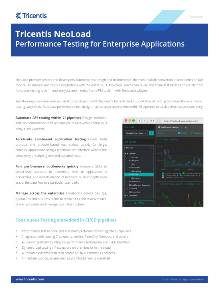 Tricentis-datasheet_NeoLoad-Continuous-Performance-Testing | PDF