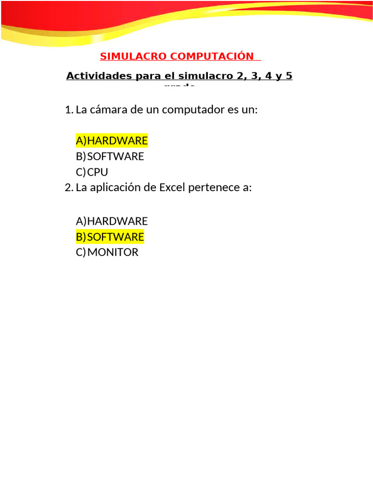 Simulacro 27 Compu y Mate 2 y 3 | PDF