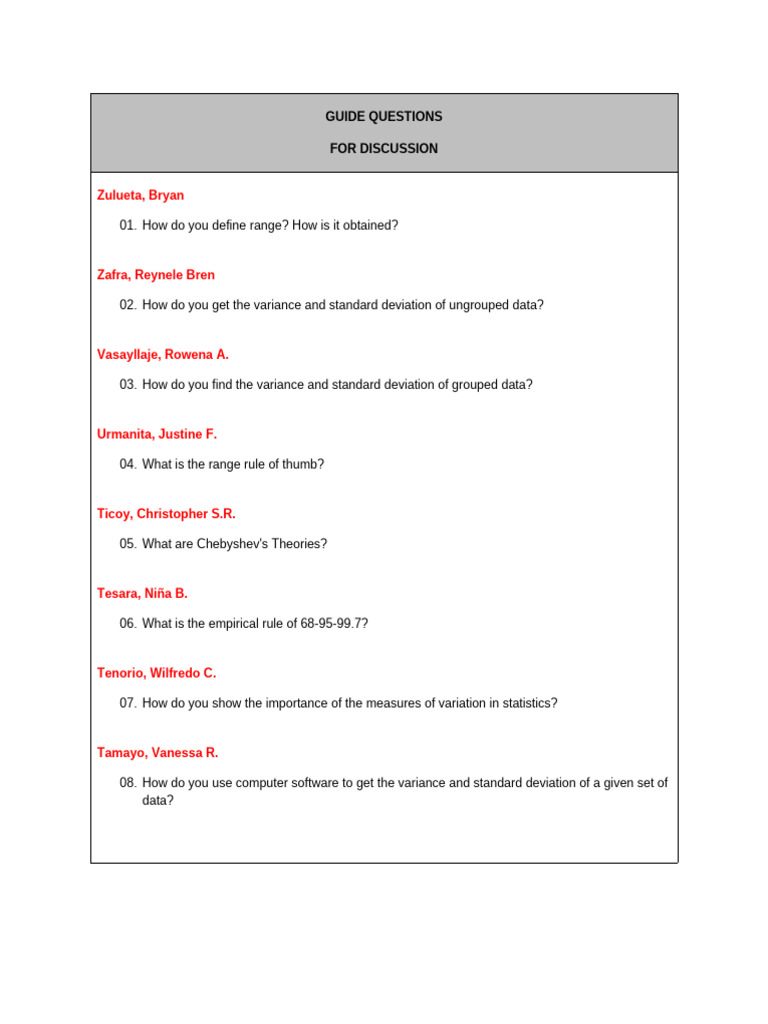 Advanced Statistics Chapter 4 Graded Participation Guide Questions For ...