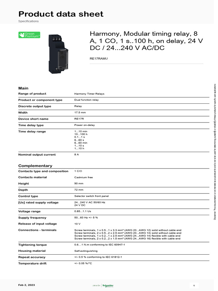 Harmony Timer Relays - RE17RAMU | PDF