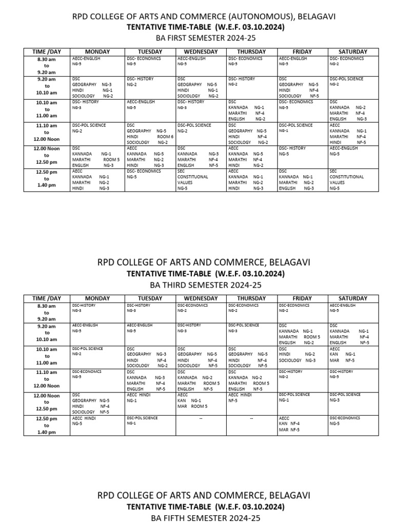 Time Table 24 25