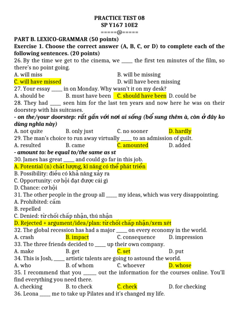 PRACTICE TEST 08 Ak | PDF