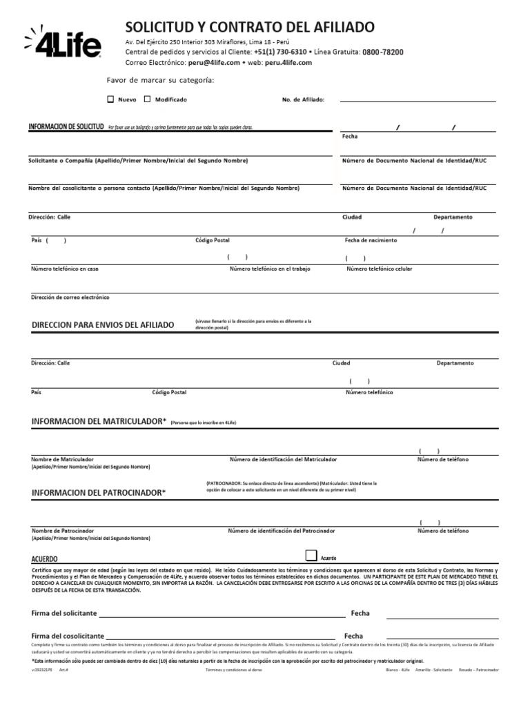 Peru Feb Affiliate Form | PDF | Semantic Units | Linguistic Morphology
