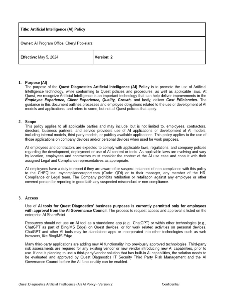 Artificial Intelligence SOP 2024.04 v2 | PDF