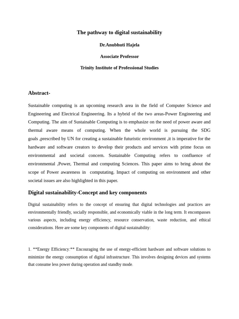 The Pathway To Digital sustainability-DIAS | PDF | Sustainability ...