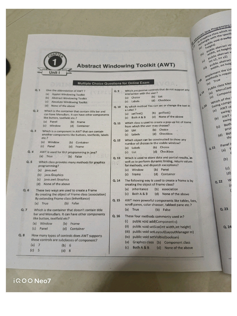 Advance java mcqs pdf