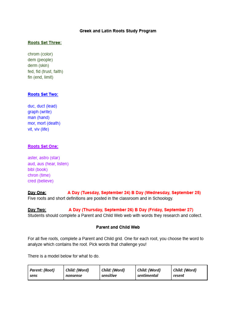 Third Set Greek and Latin Roots Study Program | PDF