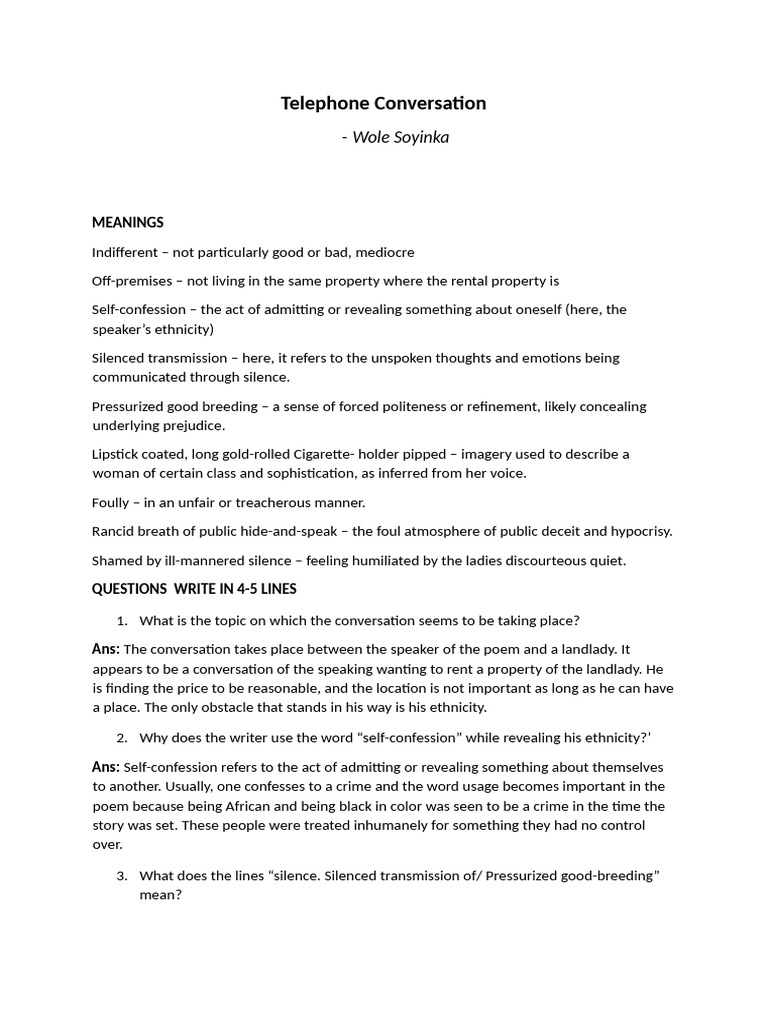 Telephone Conversation | PDF