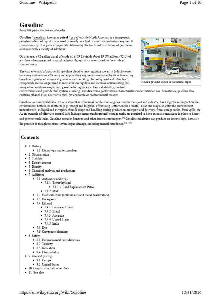 Gasoline | PDF