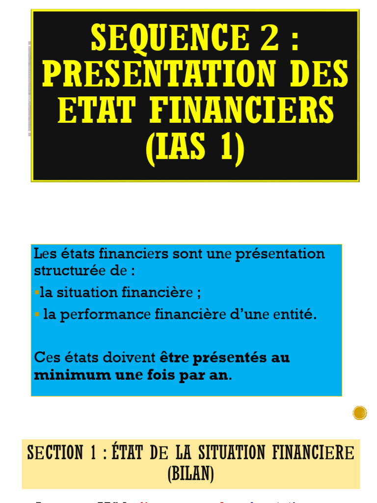 Présentation des états financiers IAS 1 | PDF | Normes internationales ...