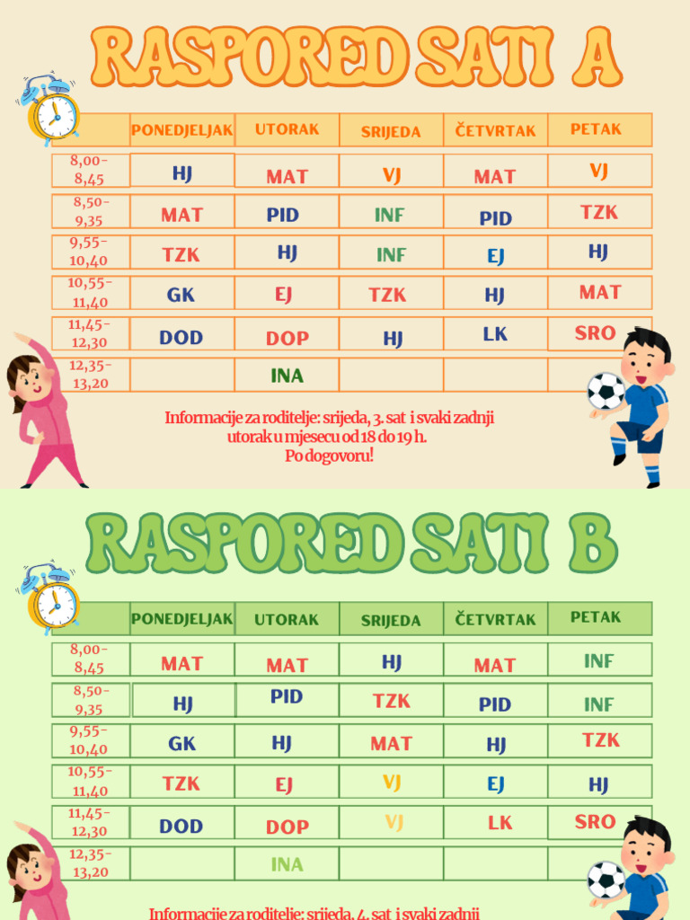 Raspored sati za roditelje | PDF