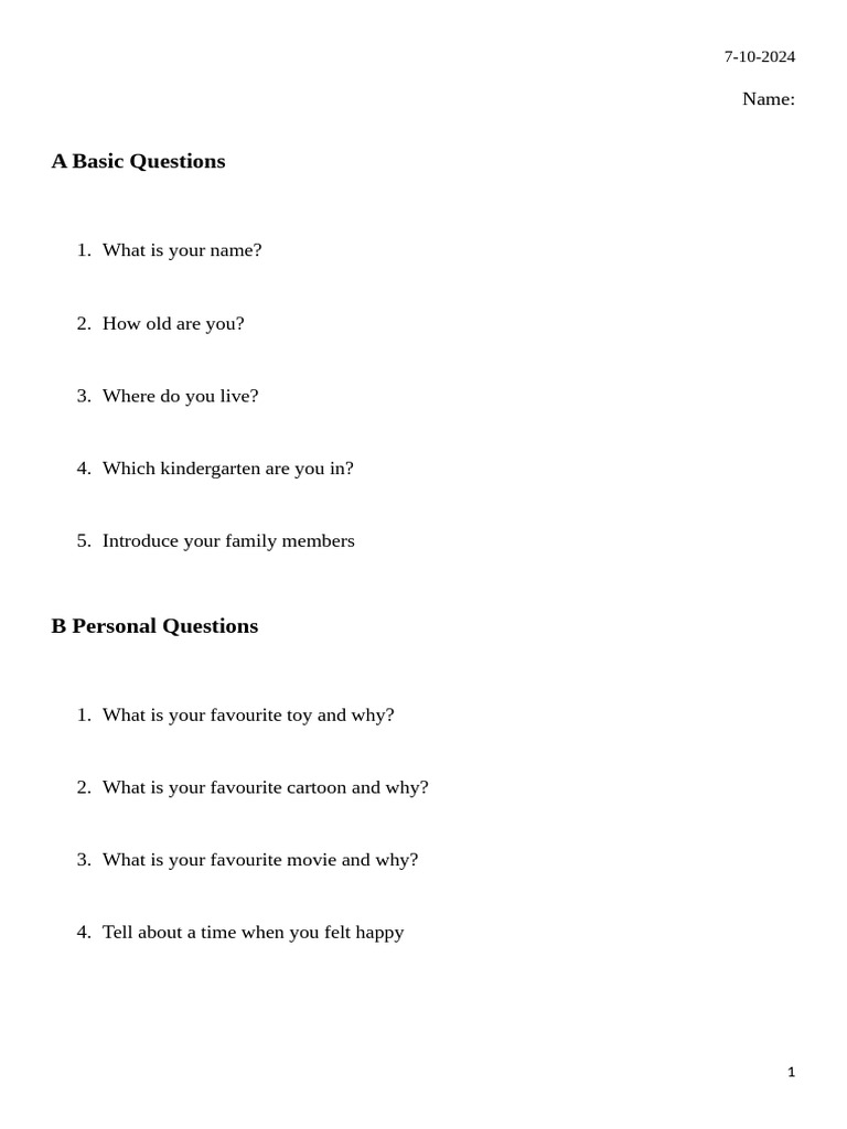 A basic questions pdf