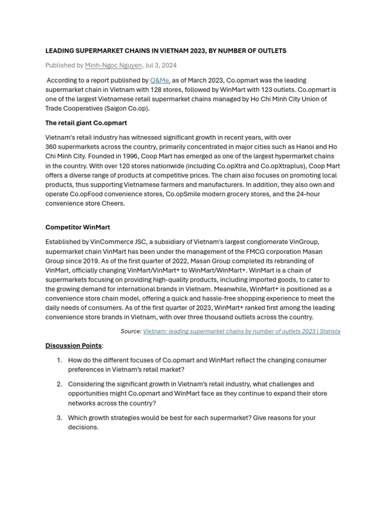 Leading supermarket chains in vietnam 2023 pdf