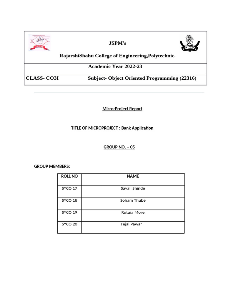 OOP Microproject | PDF