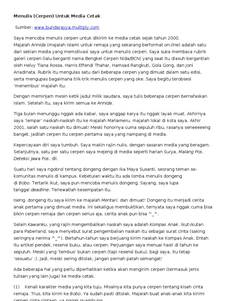 contoh cerpen kompas