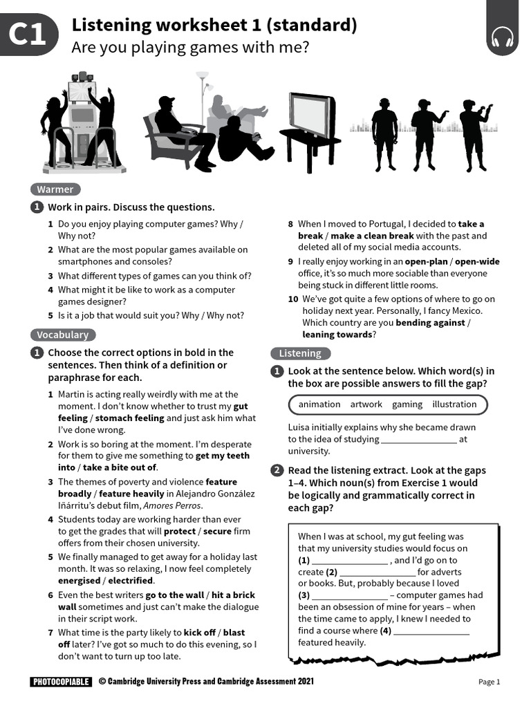 C1 Advanced Listening Worksheet 1 Standard | PDF
