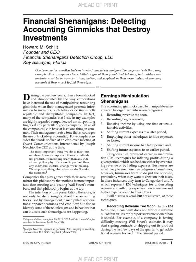 financial shenanigans pdf free download