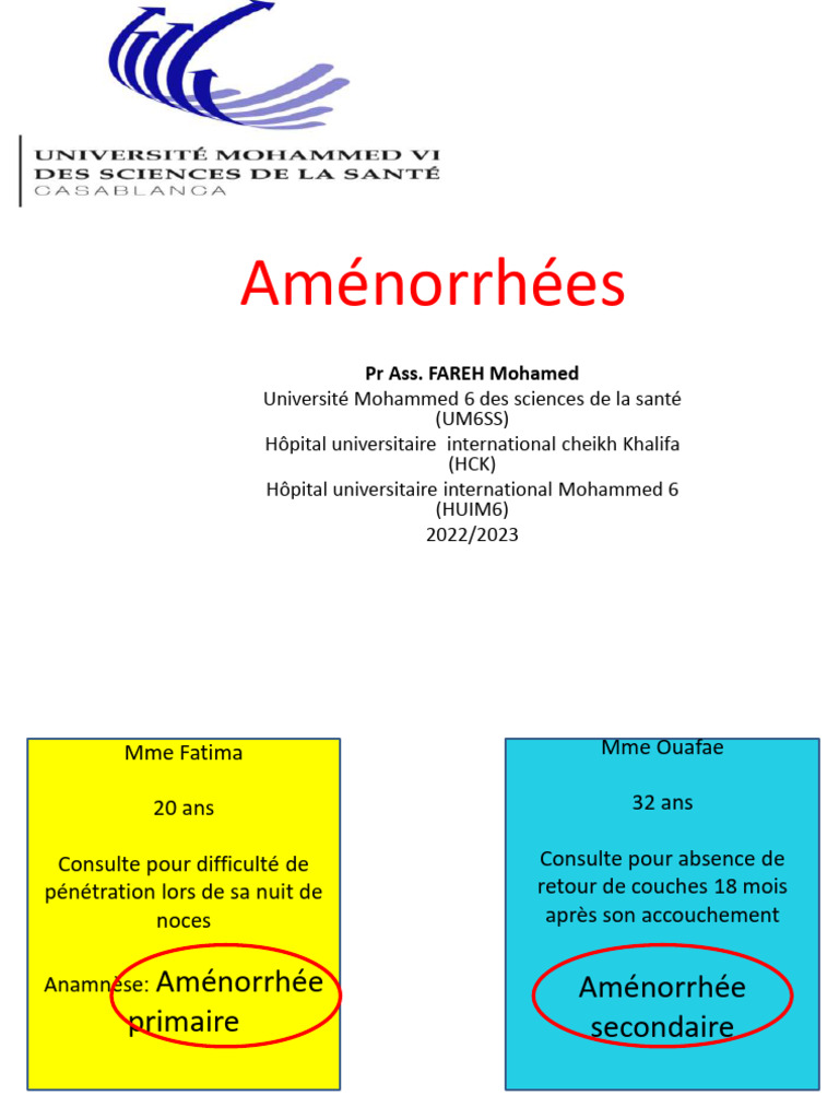 Aménorrhée PR FAREH | PDF