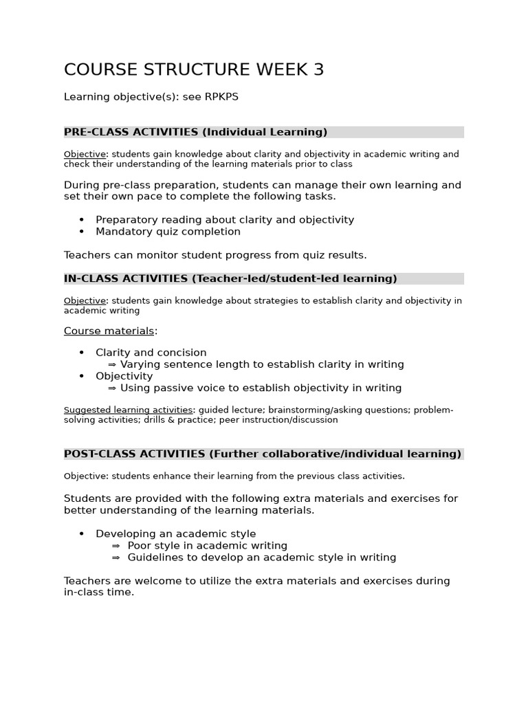 Course Structure Week 2 | PDF