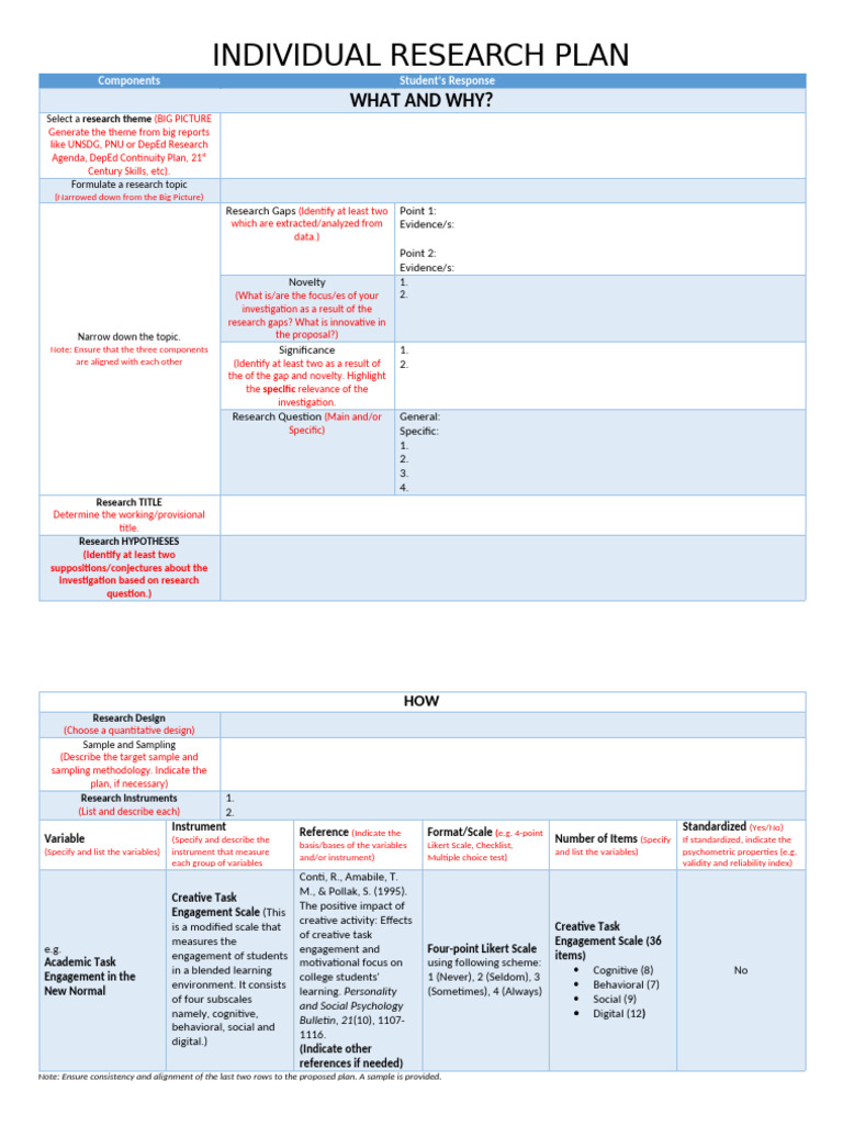 Individual Research Plan Template | PDF | Psychology | Cognition