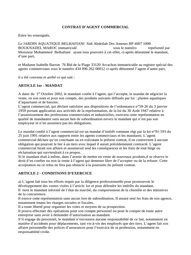 CONTRAT AGENT Belhafiani | PDF