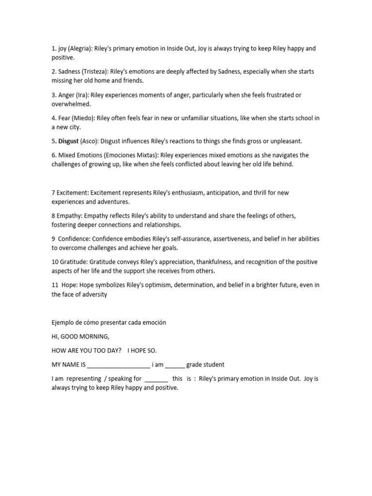 Riley Emotions | PDF | Wellness