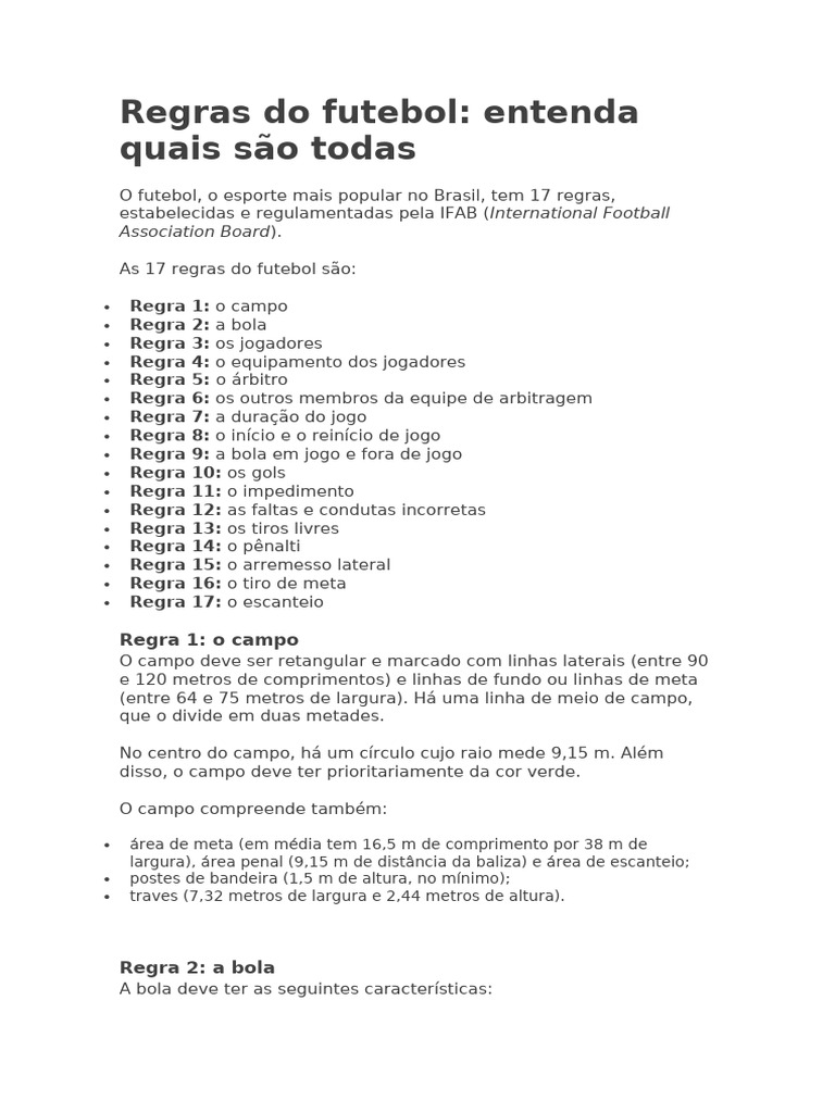 Regras Do Futebol | PDF