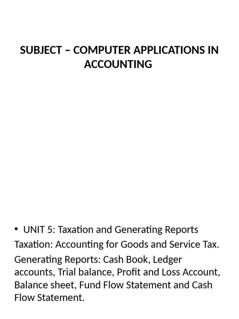 II Computerised Accounting System GST | PDF