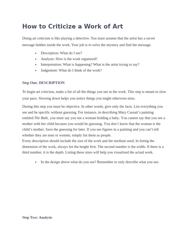 How To Critique Your Artwork | PDF | Cognitive Science | Art