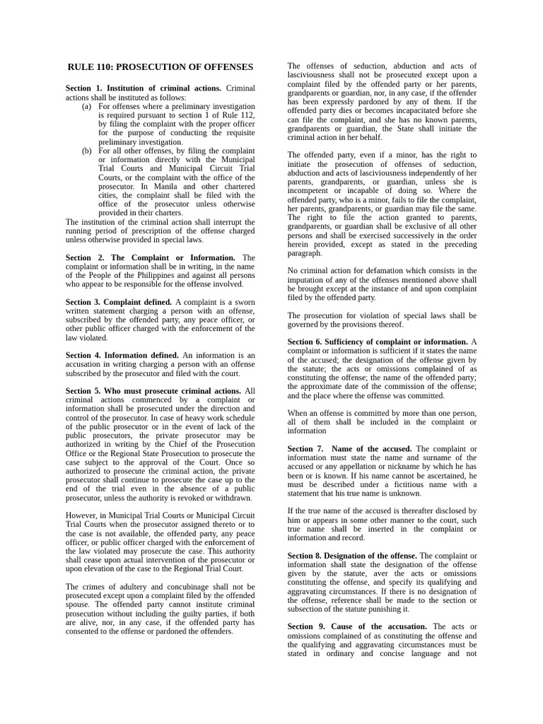 Rule 110: Criminal Prosecution Guidelines | PDF | Prosecutor | Crimes
