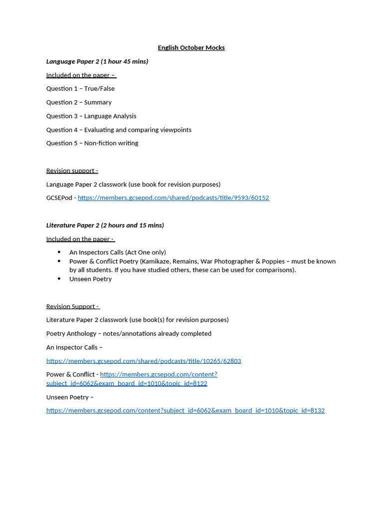 GCSE English Revision Guide | PDF