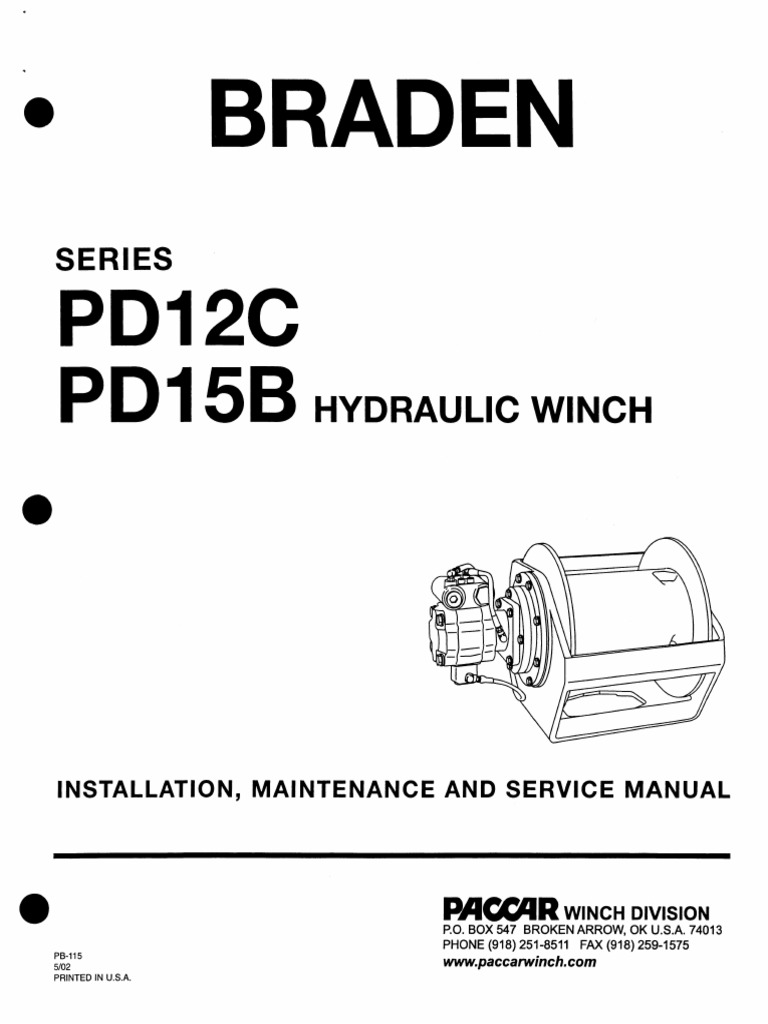 BRADEN HYDRAULIC WINCH Series PD12C-PD15B Maintenance - Service Manual ...