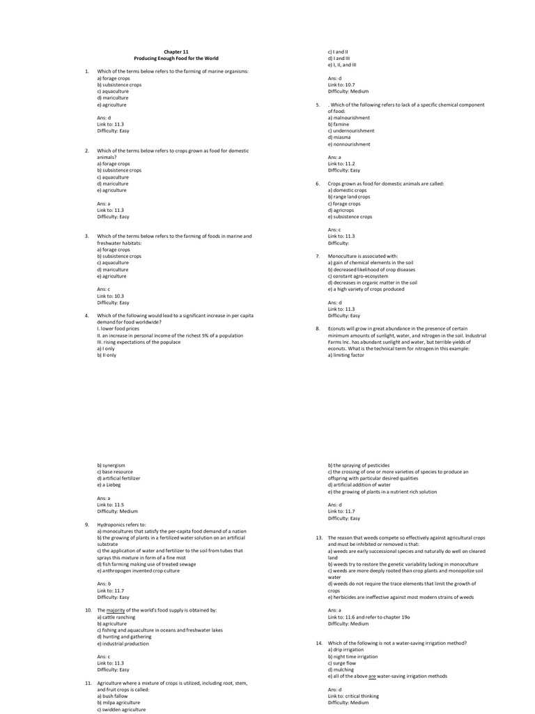 APES Unit 6 Review Questions Agriculture Soil