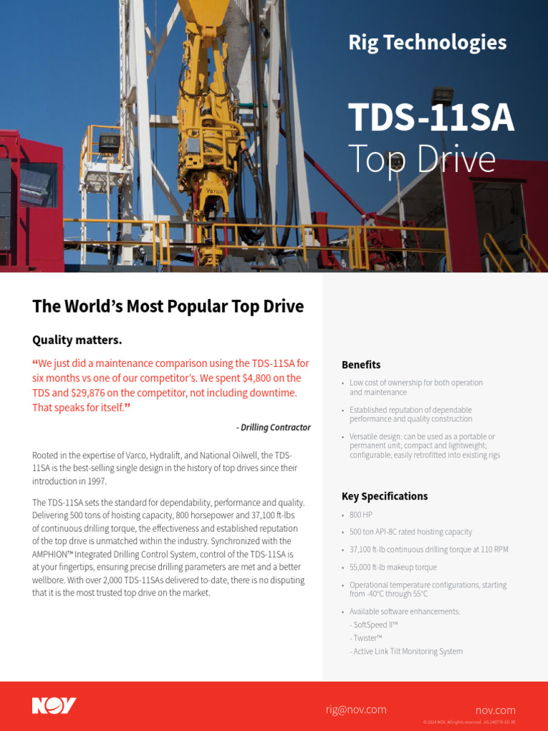 Tds 11sa Top Drive Flyer | PDF