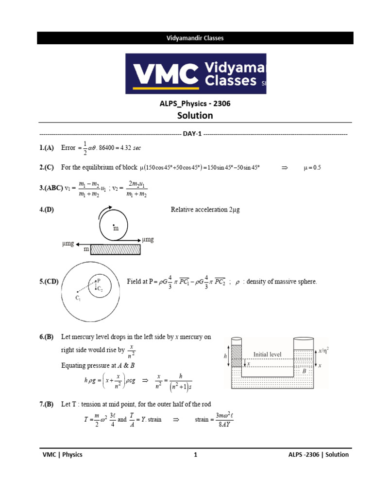 ALPS2306 Physics Assignment Solutions | PDF