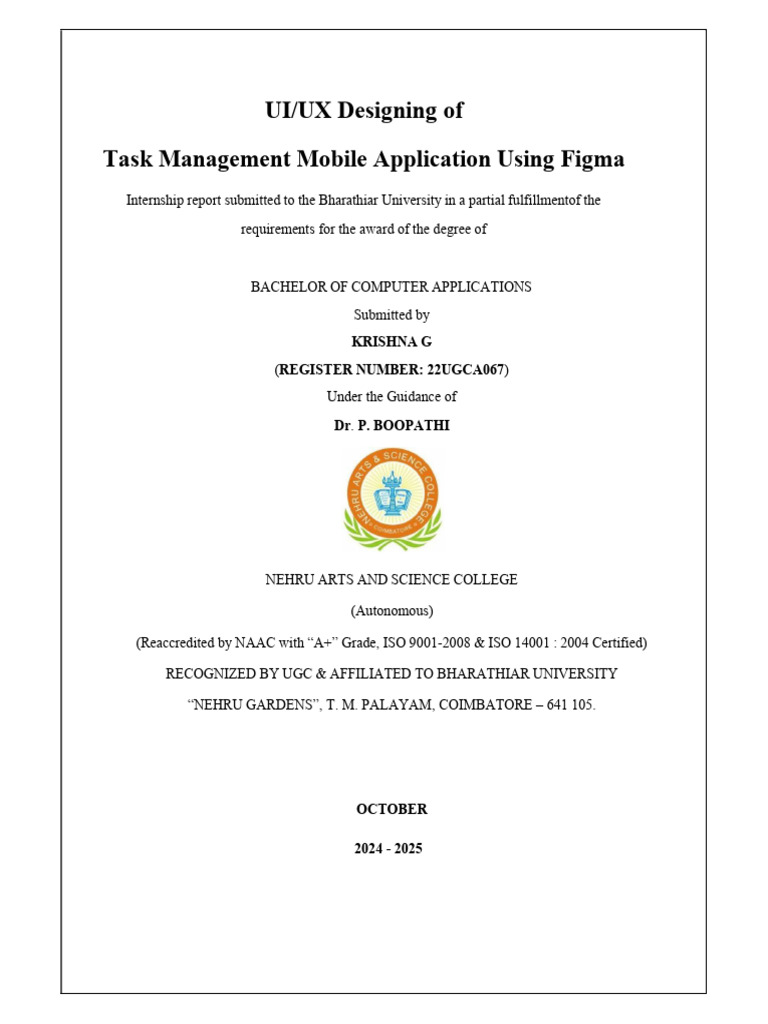 UI/UX Internship Report 2024-2025 | PDF | Usability | User Interface