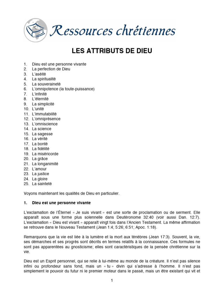 Aaron Kayayan - Les Attributs de Dieu | PDF