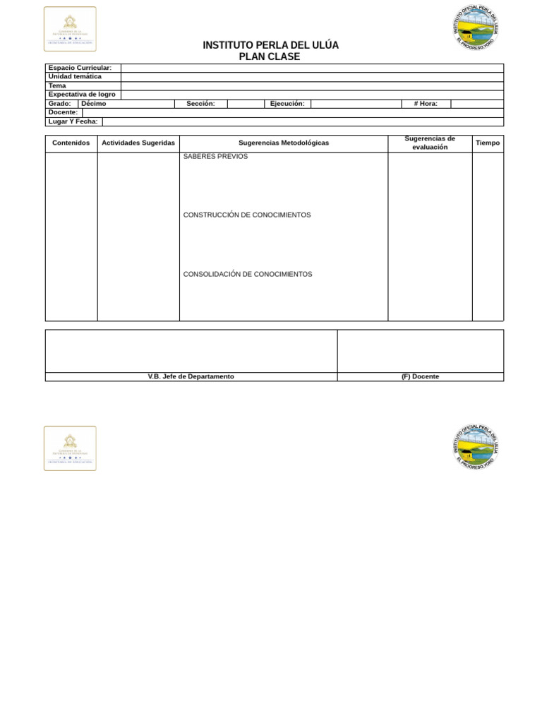 Formato PLAN de Clase | PDF