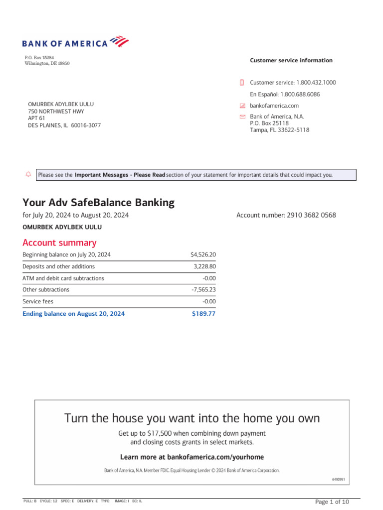Your Adv Safebalance Banking: Account Summary | PDF