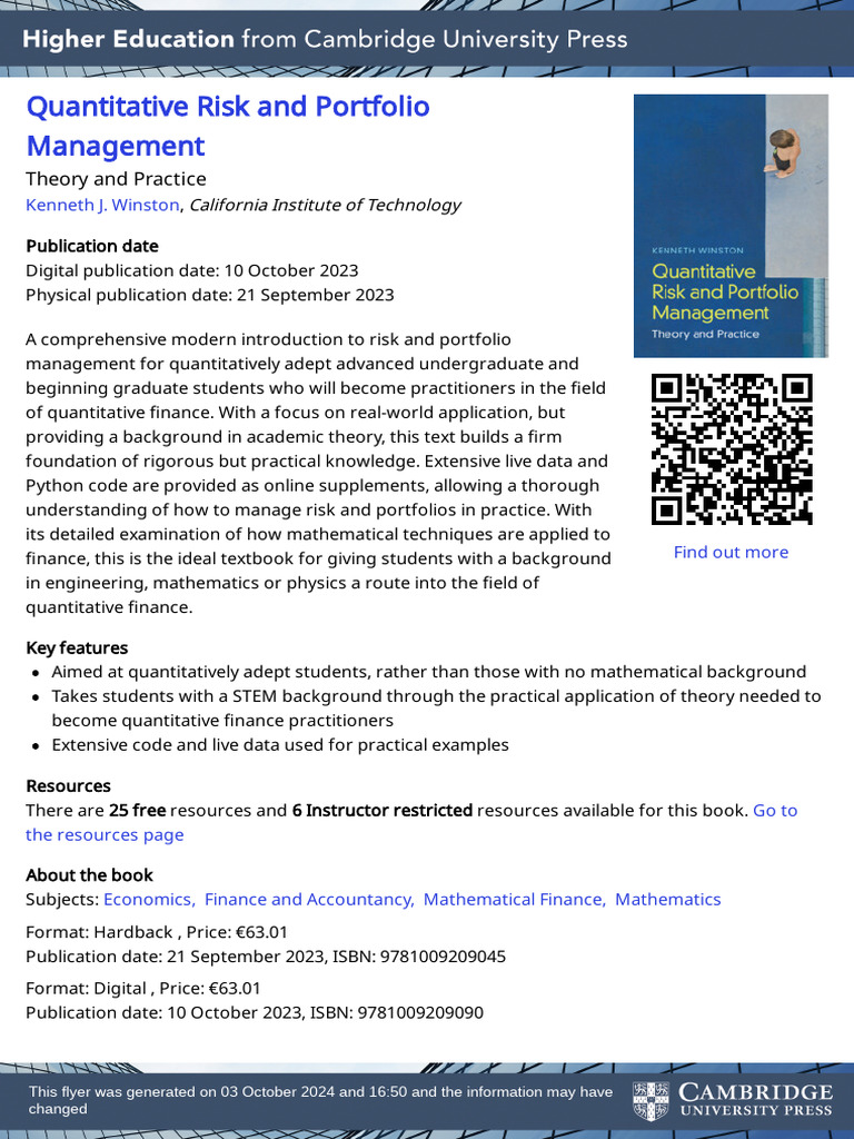 Quantitative Risk and Portfolio Management | PDF