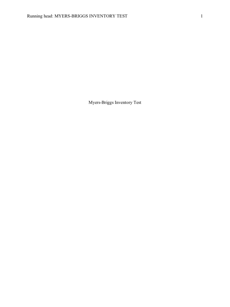 Myers-Briggs Inventory Test | PDF