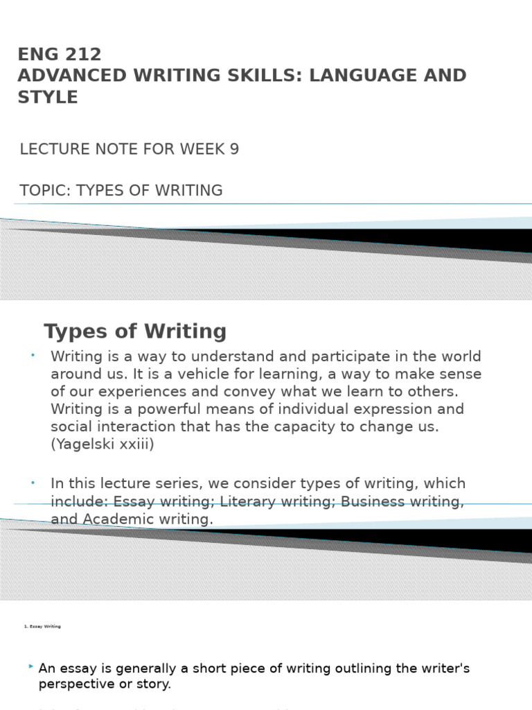ENG 212 Lecture Note For Week 9 | PDF