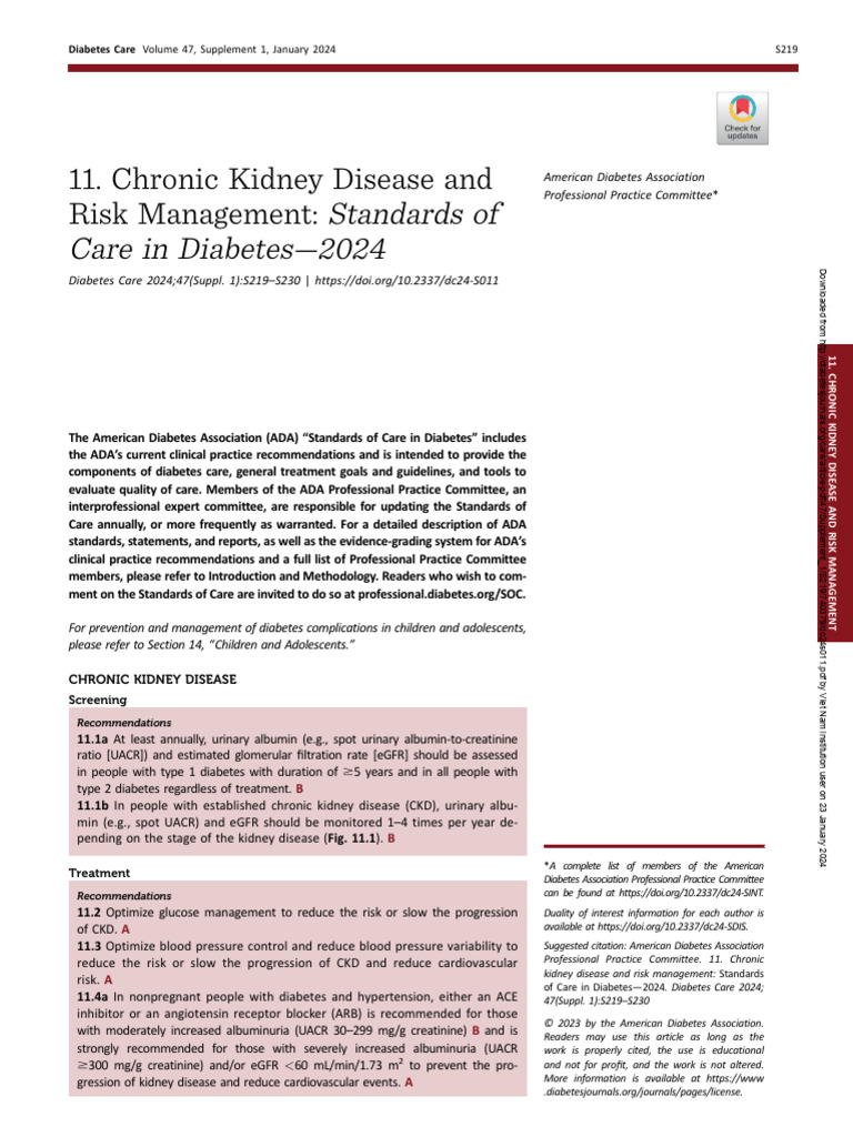 Chronic Kidney Disease and Risk Management - Standards of Care in ...
