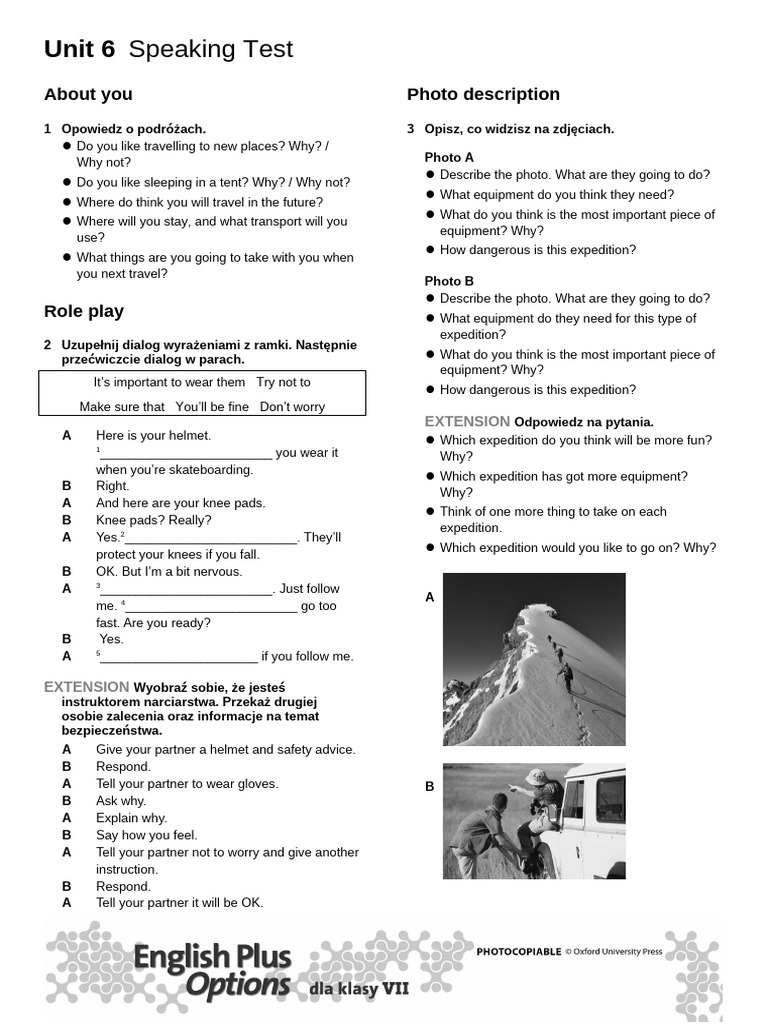 Unit 6 Speaking Test | PDF