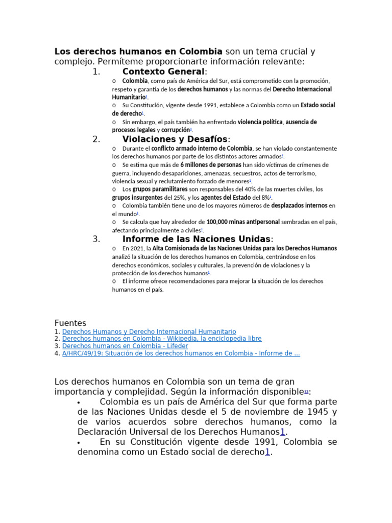 Los Derechos Humanos en Colombia | PDF | Justicia | Crimen y violencia
