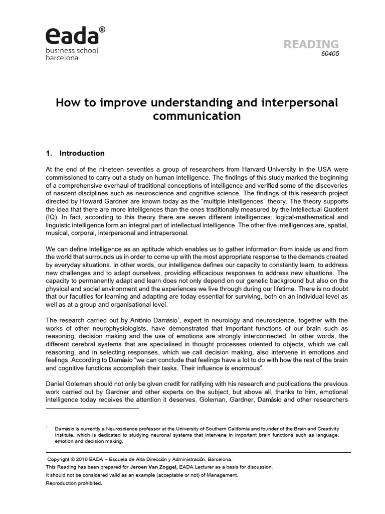 How To Improve Understanding and Interpersonal Communication | PDF