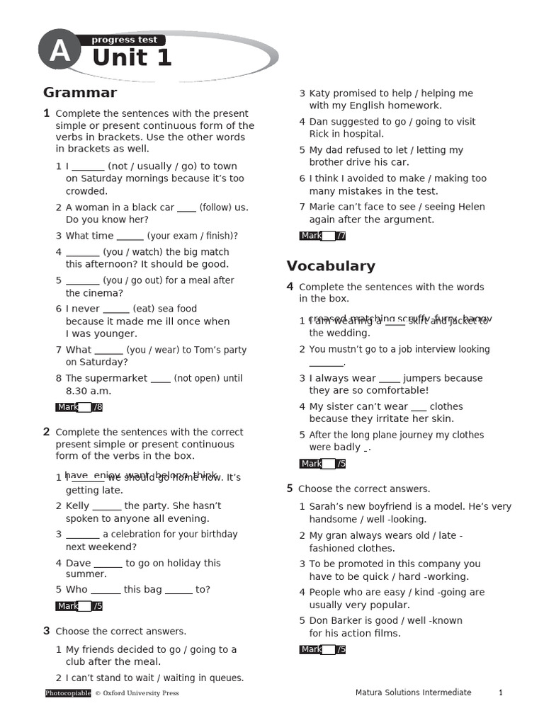 Unit 1 Grammar | PDF