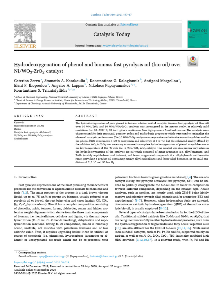 2021 - PAPER Hydrodeoxygenation of Phenol and Biomass Fast Pyrolysis ...