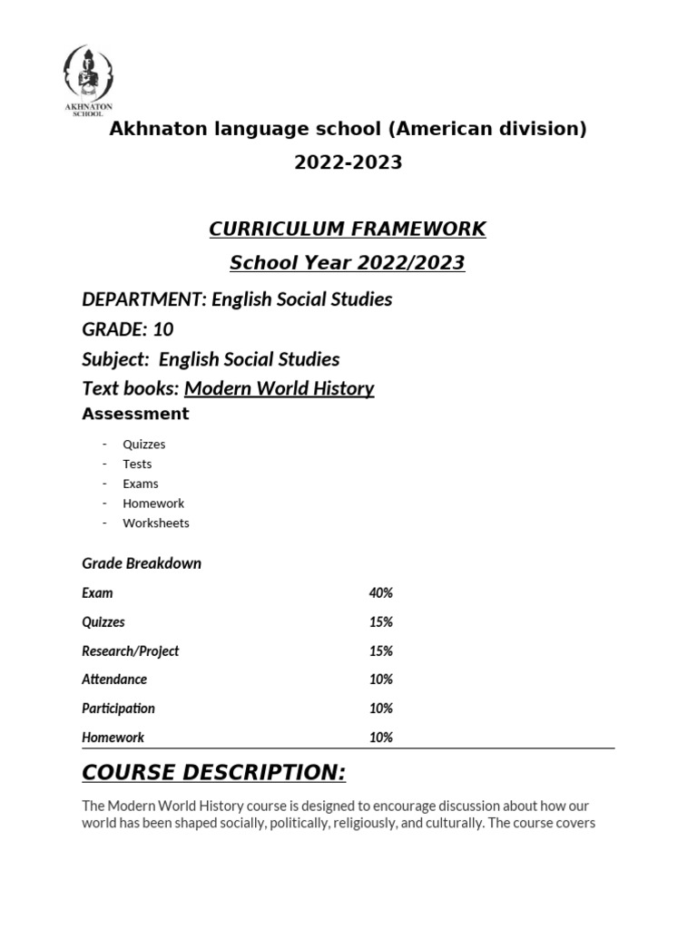 G.10 ESS Curriculum Framework-Modified | PDF